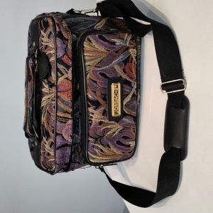 Vintage Jordache tapestry travel makeup case (13" wide x 8" high)